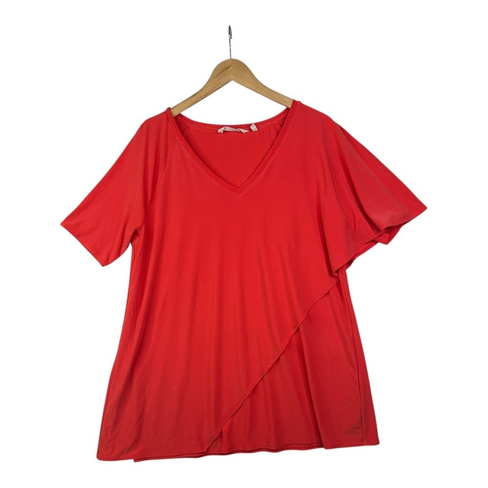 Soft‎ Surroundings Asymmetrical Short Sleeve Shirt size Large Orange